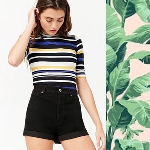 21 Denim | High Waisted Denim Shorts in Black
